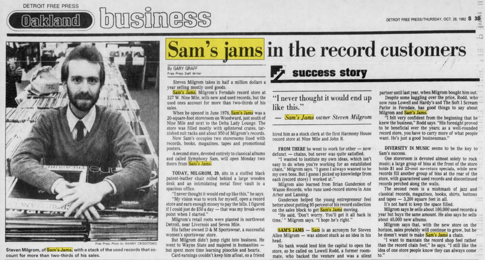Sams Jams - Oct 1982 Article (newer photo)